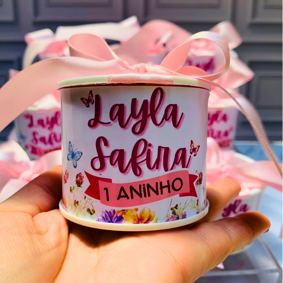 Kit tubolatas personalizadas flores e borboletas • Lembrancinha maternidade | batizado | aniversário