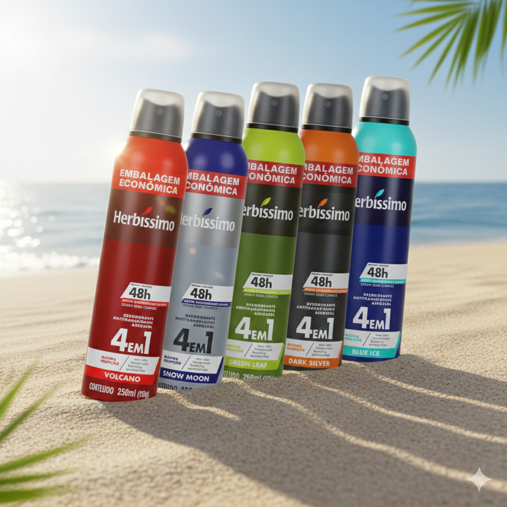 Kit 5 - Desodorantes Aerossol Antitranspirantes Herbíssimo 250ml | Embalagem Econômica - Frescor e Proteção em Oferta na Shopee