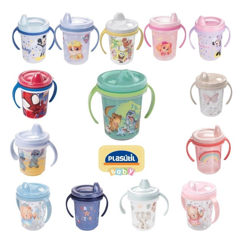 Copo Caneca Bico Trio Com Alça e Tampa Removível 330ml – ORIGINAL Plasútil | BPA Free em Oferta na Shopee