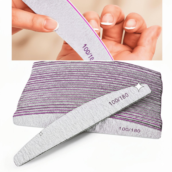 Kit 5/10/15 Lixas Bumerangue Meia Lua ou Quadrada Lavável Unha Porcelana Acrigel em Oferta na Shopee