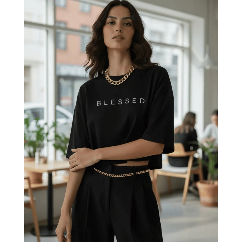 Cropped Feminino Oversized em Algodão – Confortável, Estiloso e de Alta Qualidade