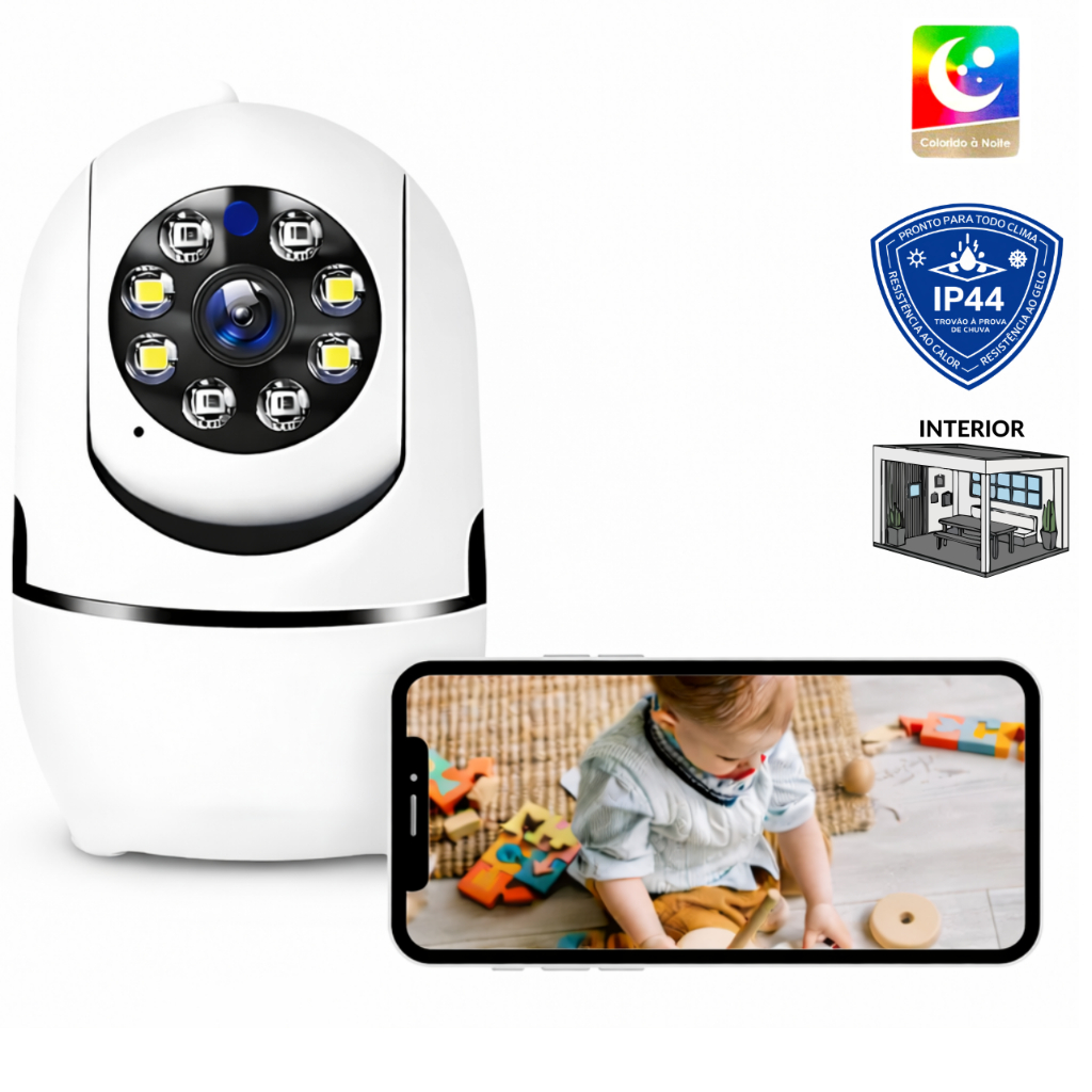 Câmera de Segurança Wi-Fi Full Color – Visão Noturna Colorida, IP44, Compatível com App Yoosee