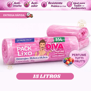 Saco de Lixo Cheiroso Rosa Tutti Frutti 15L Perfumado Perfume Intenso Neutraliza Odores Sofisticado em Oferta na Shopee