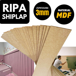 Kit Ripa Lambri MDF Cru 120cm | 110cm | 100cm | 90cm Cabeceira Ripado Shiplap Boiserie - Pinte da cor que quiser em Oferta na Shopee