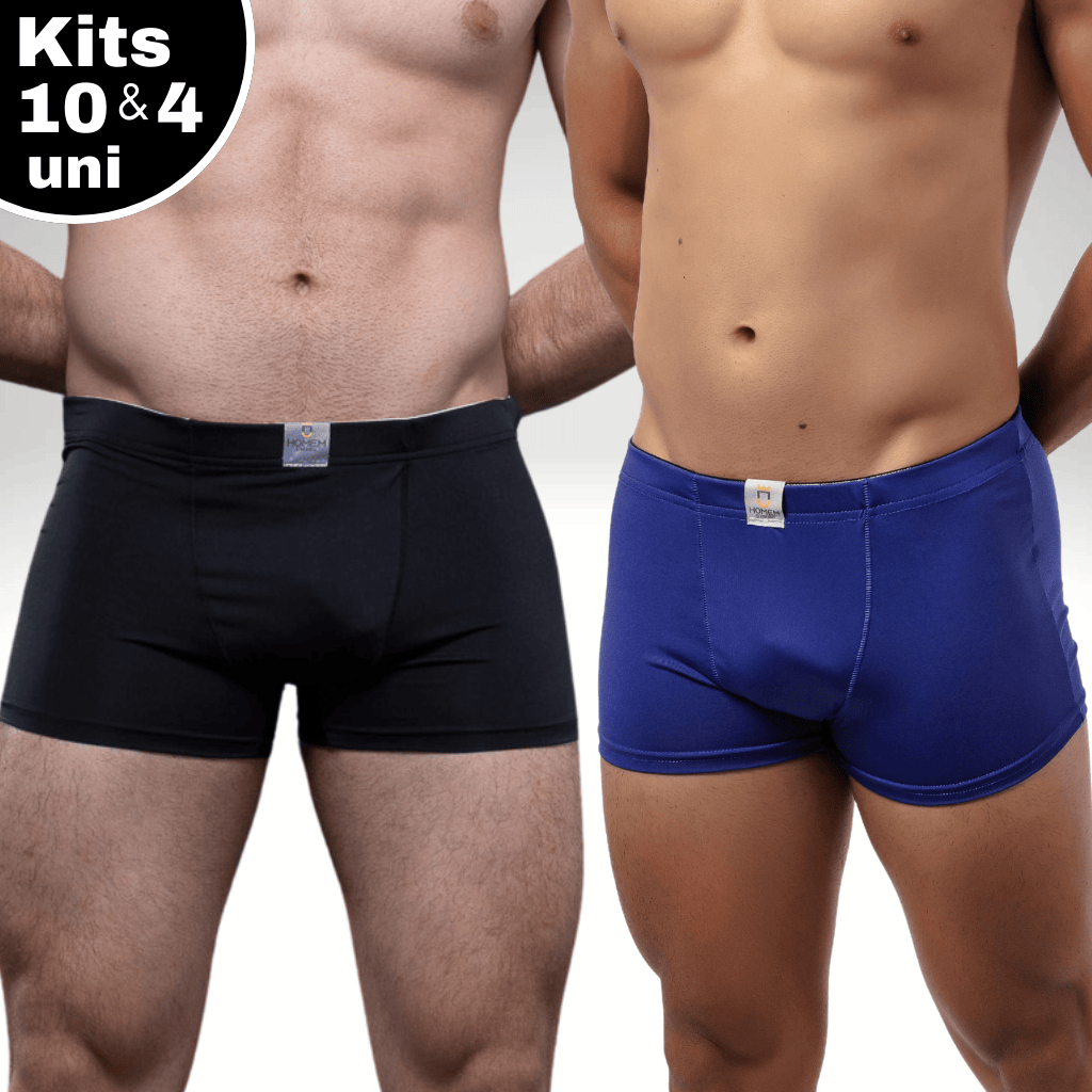 Cueca Boxer Masculina Kit 4 ou 10 uni Cores Lisas Microfibra Premium Confortável