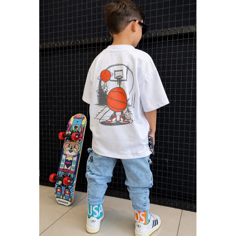 Camiseta Infantil Masculina Oversized Streetwear gramatura 255 – Forma Grande Estilosa| CAMISA over basquete off