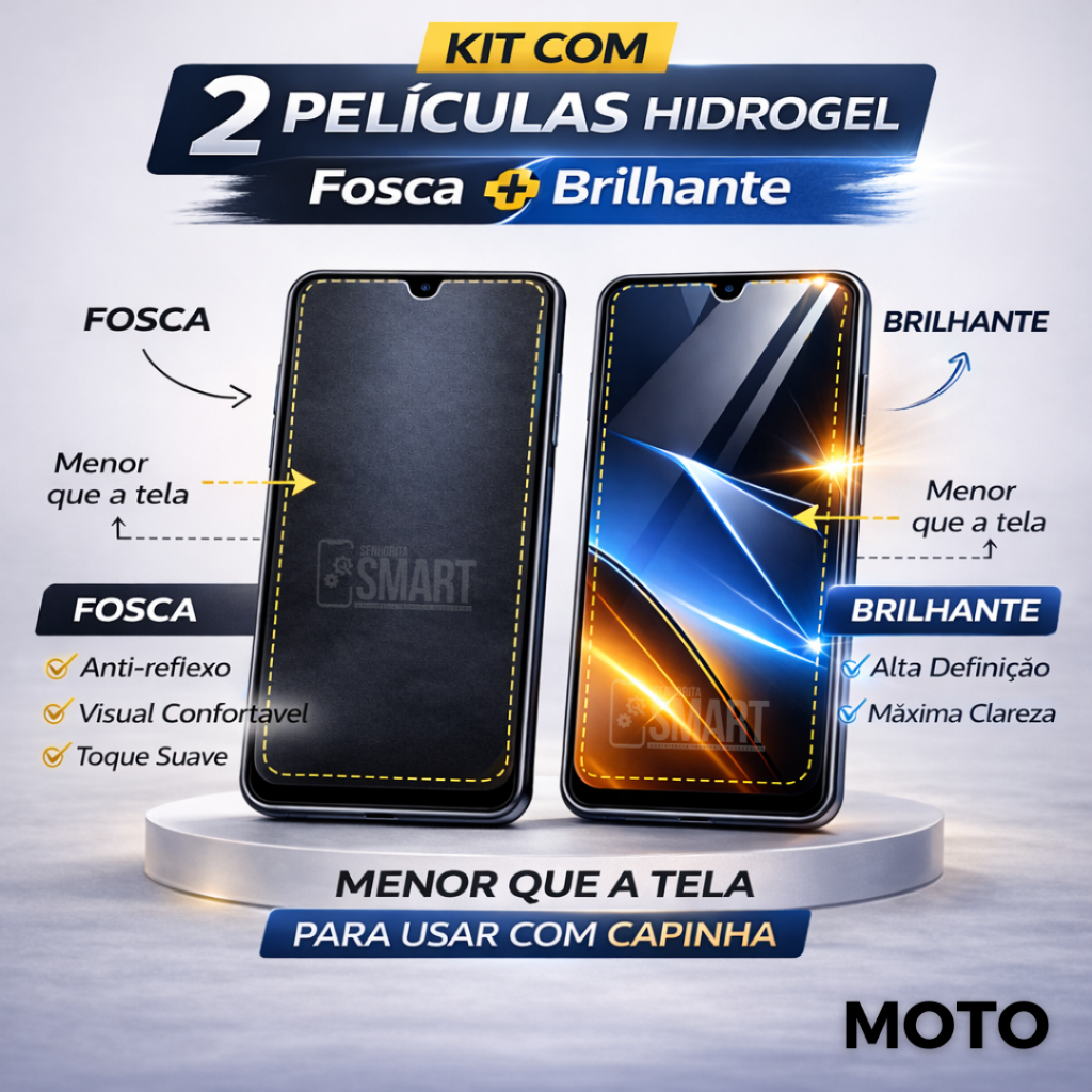 Kit 2 Películas HIDROGEL PREMIUM : 1 TRANSPARENTE + 1 FOSCA para Motorola Edge
