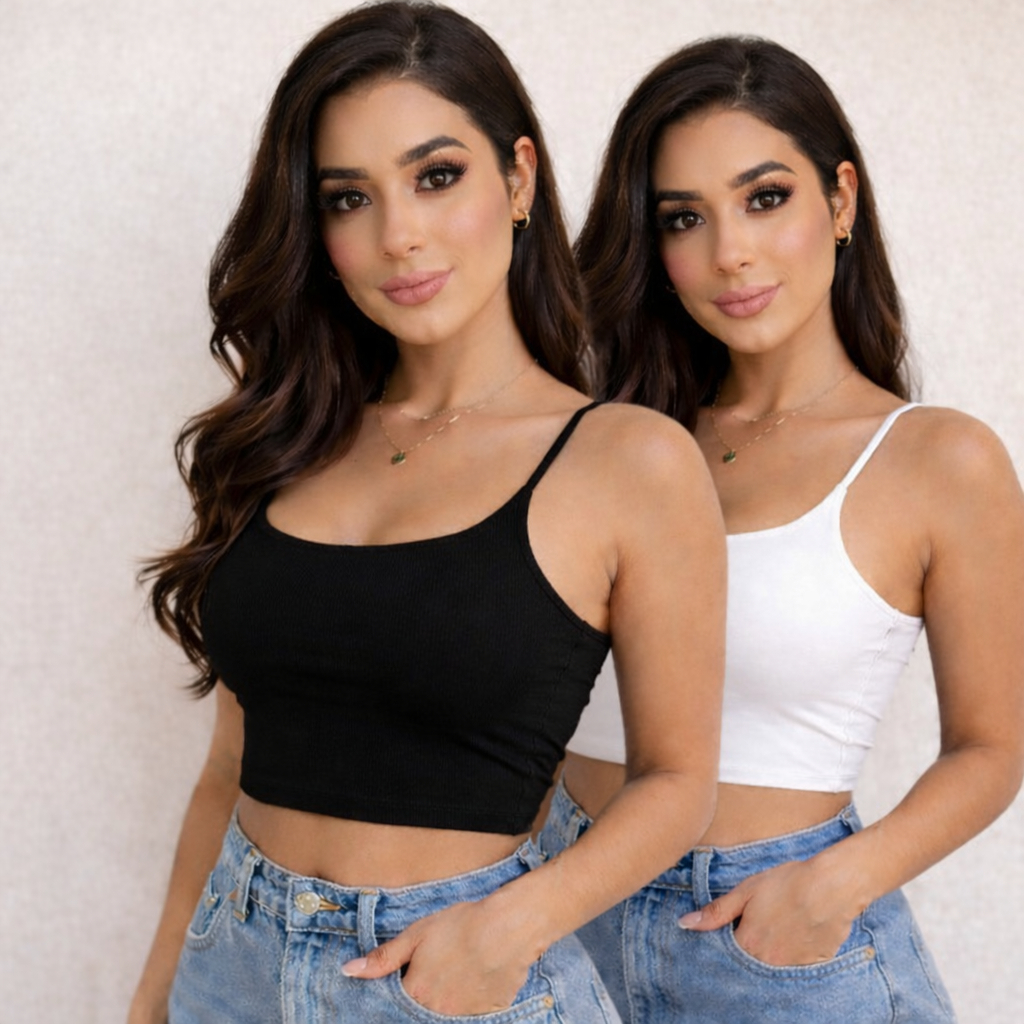 Kit 2 Cropped Feminino Top Alcinha Fina Tecido Suplex Blusinha Feminina Fitness em Oferta na Shopee