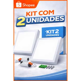 Kit 2 Plafon Sobrepor Quadrado Led 32w Painel Bivolt 30x30 em Oferta na Shopee