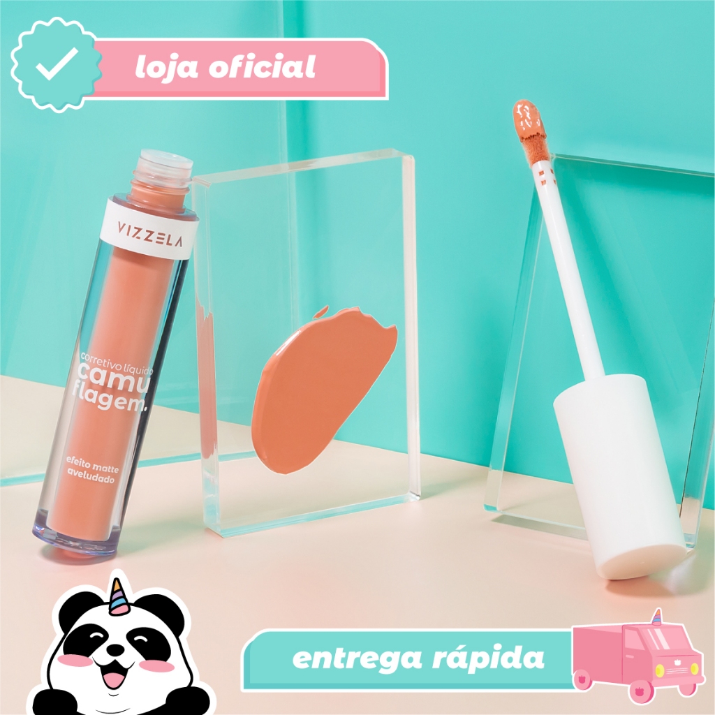 Corretivo Líquido Camuflagem Salmão Olheiras Azuladas Vegano Original Vizzela em Oferta na Shopee