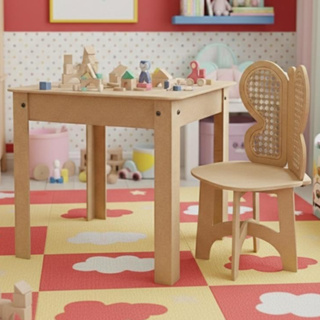 Mesinha infantil Menina 1 cadeira borboleta MDF Simples em Oferta na Shopee