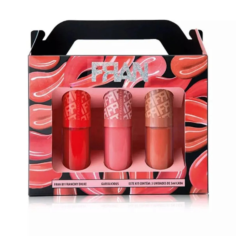 Kit Gloss Fran By Franciny Elkhe Trio De Gloss Glosslicious Vitamina E Hidratante Versátil