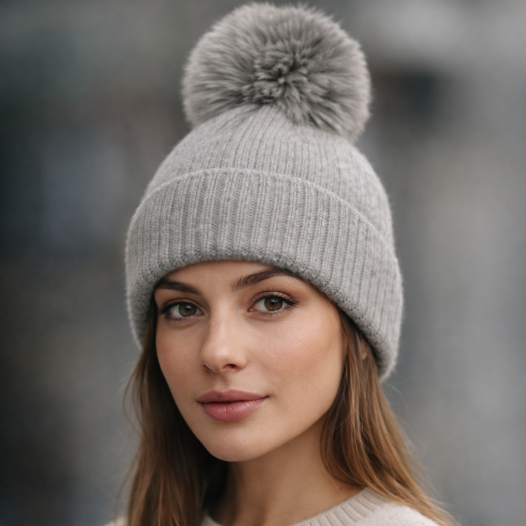 Gorro De Lan sintética bem fofo – Chapéu De Inverno Sem Aba Ajustável Para Mulheres com pompom pelúcia em Oferta na Shopee