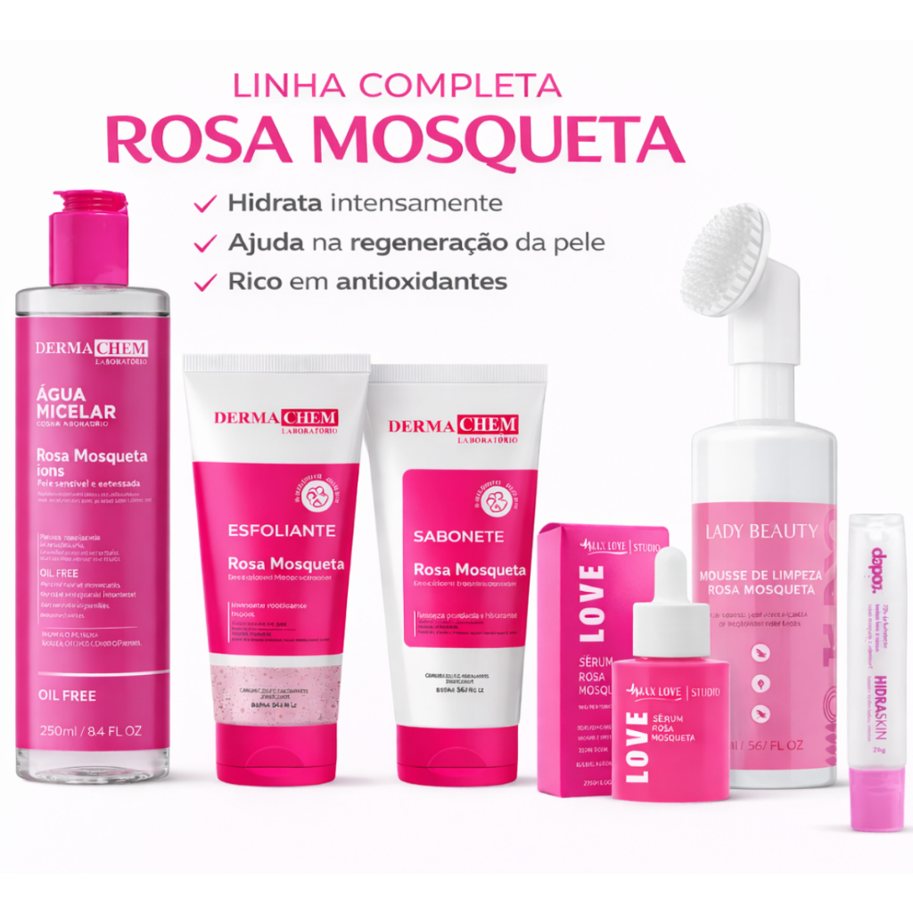 Limpeza de pele skincare completo kit rosa mosqueta