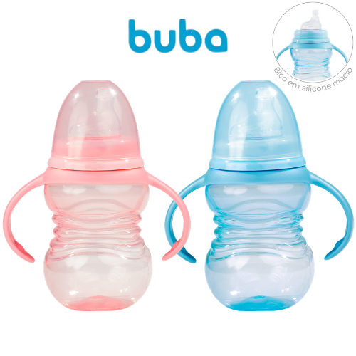 Copo De Treinamento Com Alça Removível E Tampa Buba Bebê Bico Silicone Garrafa Bebê Copinho 260ml