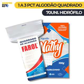 Algodão Quadrado 70UN Hidrófilo Farol em Oferta na Shopee