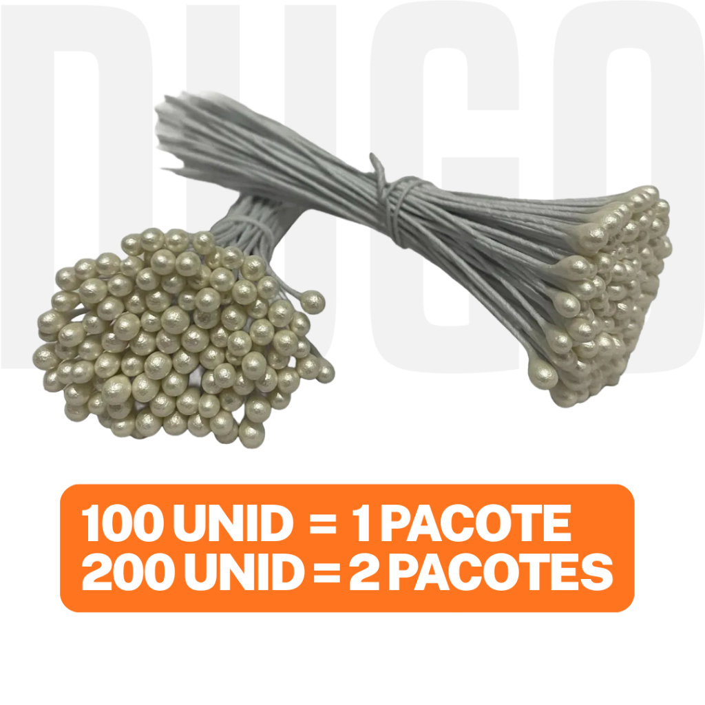 Pistilo Arame 10cm Branco Perolado - 100/500 unid - Material p/ Flores e Artesanato — imagem 2 de 2