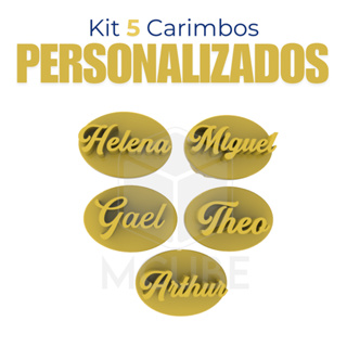 Kit com 5 Carimbos 3D Personalizados Brigadeiro – Monte Seu Próprio Nome em Oferta na Shopee