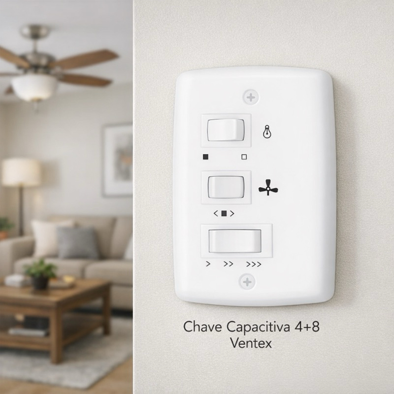 Chave Controle Velocidade Ventilador de Teto Capacitivo 127V 4+8 (07-05)