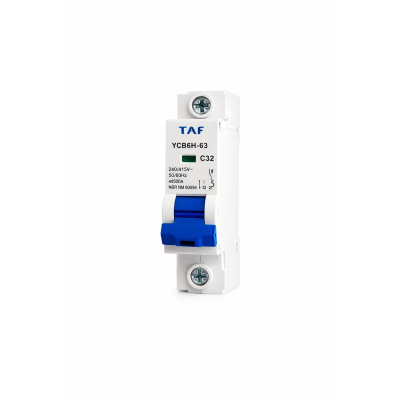 Disjuntor Unipolar 32A Curva C TAF YCB6H-63 240/415V Trilho DIN