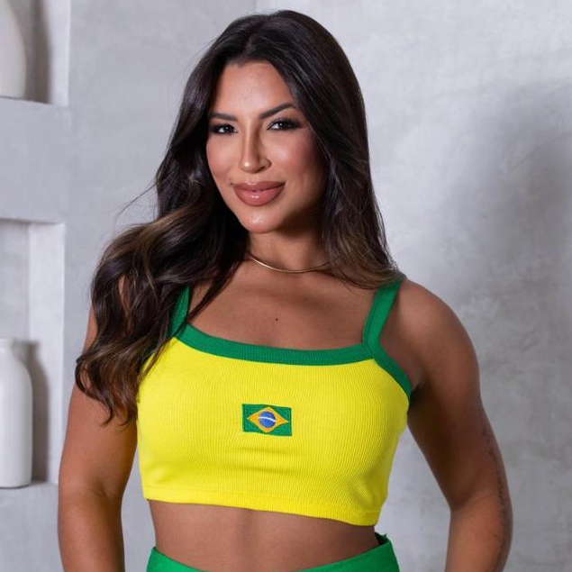 Cropped Alcinha Top Brasil Blusa Feminina Seleção Brasileira