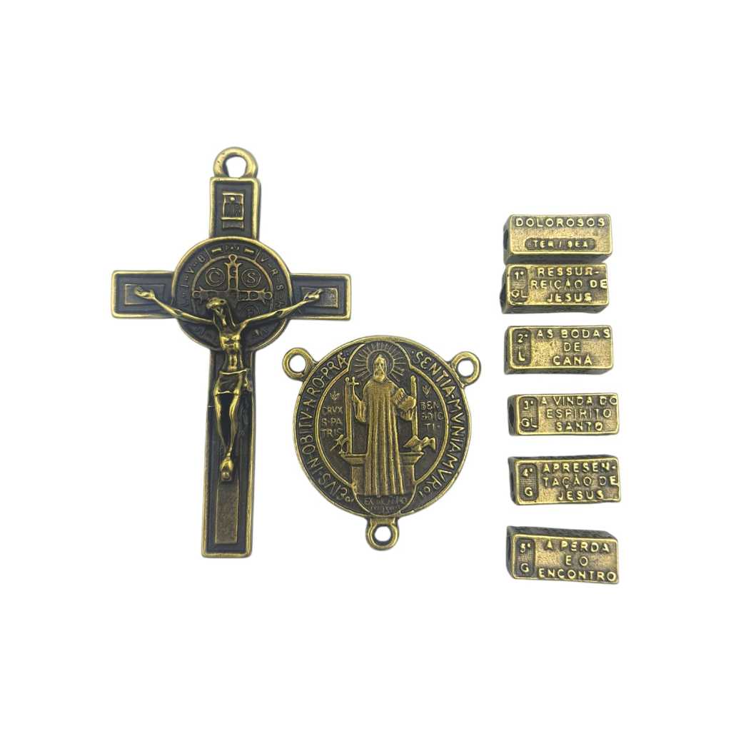 Kit Mistérios Cruz Entremeio São Bento Para Terços em Oferta na Shopee