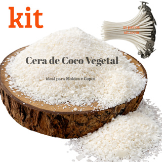 Cera de Coco em Escamas pronta para uso + 50 pavios para velas em Oferta na Shopee
