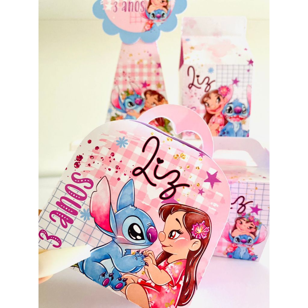 KIT LEMBRANCINHA PERSONALIZADA DE ANIVERSÁRIO LILO & STITCH-PAPELARIA PERSONALIZADA PEGUE E MONTE