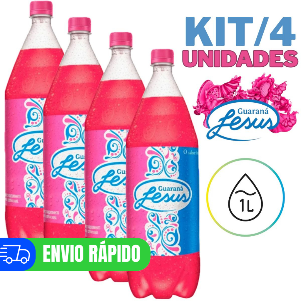 Kit 4 Guaraná Jesus 1 Litro Bebida Brasileira Tradicional