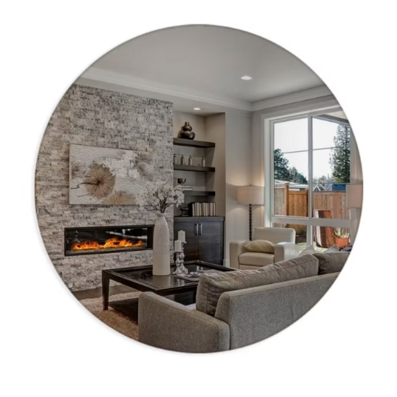 Espelho Redondo Vidro Lapidado Várias Medidas Decorativo Autocolante De Parede Banheiro Sala Quarto em Oferta na Shopee