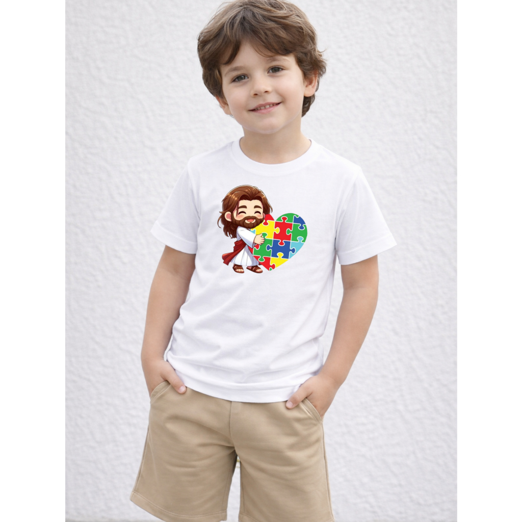 Camiseta Infantil Estampa Jesus Coração Autista 1214 Gola Redonda Manga Curta Autismo Data Especial em Oferta na Shopee