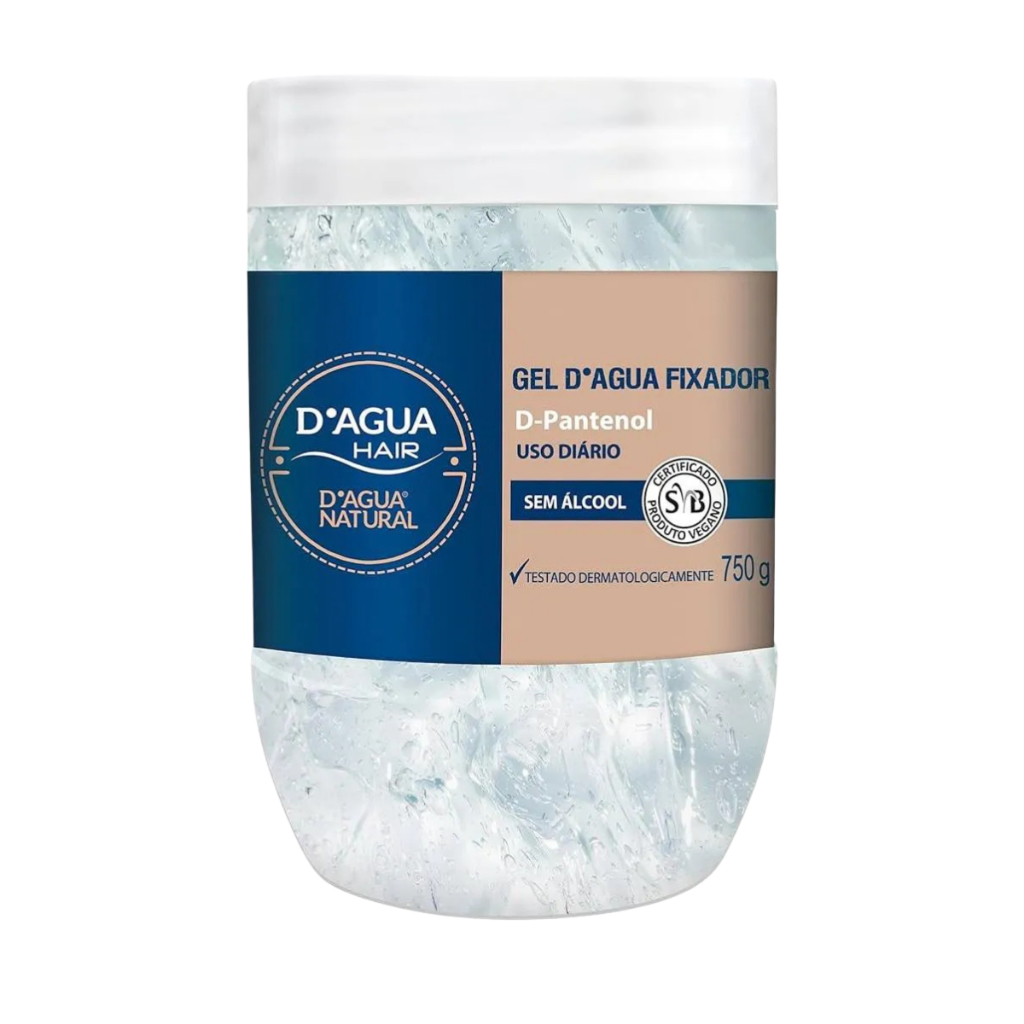 Gel Fixador Dagua Natural D'Agua Hair 750g com Provitamina B5 D-Pantenol Sem Álcool Uso Diário em Oferta na Shopee