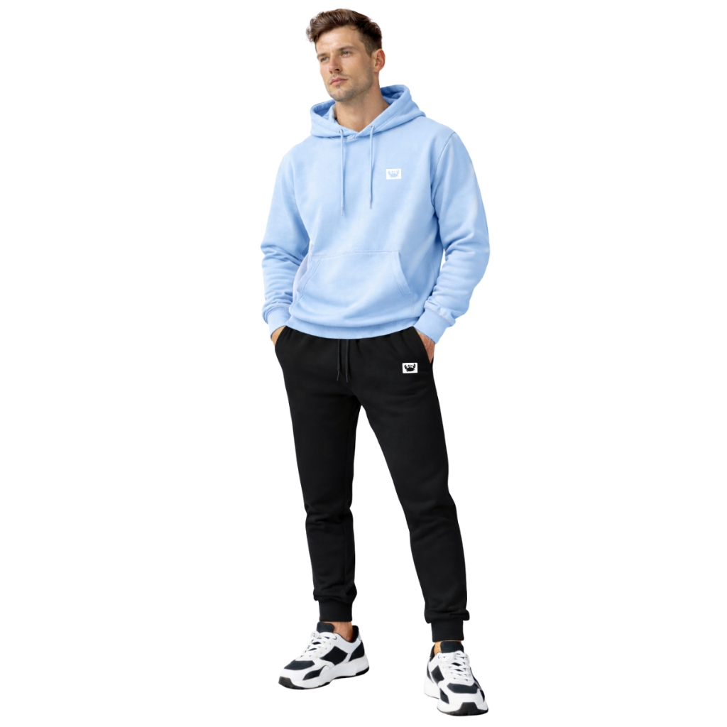 Conjunto Moletom Estampado Calça E Blusa De Frio Bolsos Canguru E Capuz Inverno Relaxado