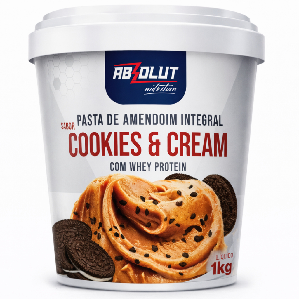 Pasta de Amendoim com Whey Protein 1kg Cookies and Cream Integral Absolut Nutrition