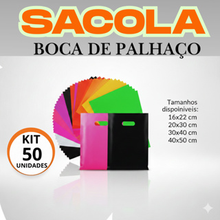 Kit 50 Sacolas Boca de Palhaço Reforçadas 16x22 - 20x30 - 30x40 -  40x50 - Premium para loja em Oferta na Shopee