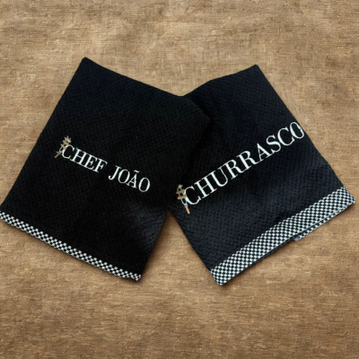 Pano de Prato Churrasco Bordado com Nome personalizável
