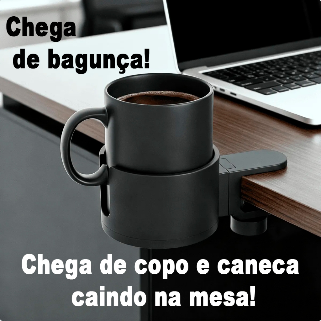 Suporte de Copo para Mesa com Fixação – Evite Derramar Bebidas | Ideal para Escritório e Setup Gamer