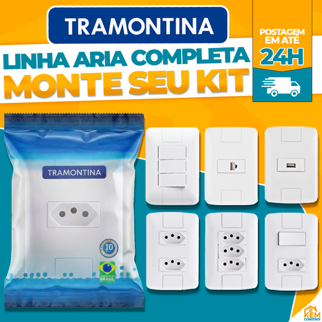 Tomadas e Interruptores Tramontina Aria Linha Completa de Módulo e Placa Branco e Modular em Oferta na Shopee