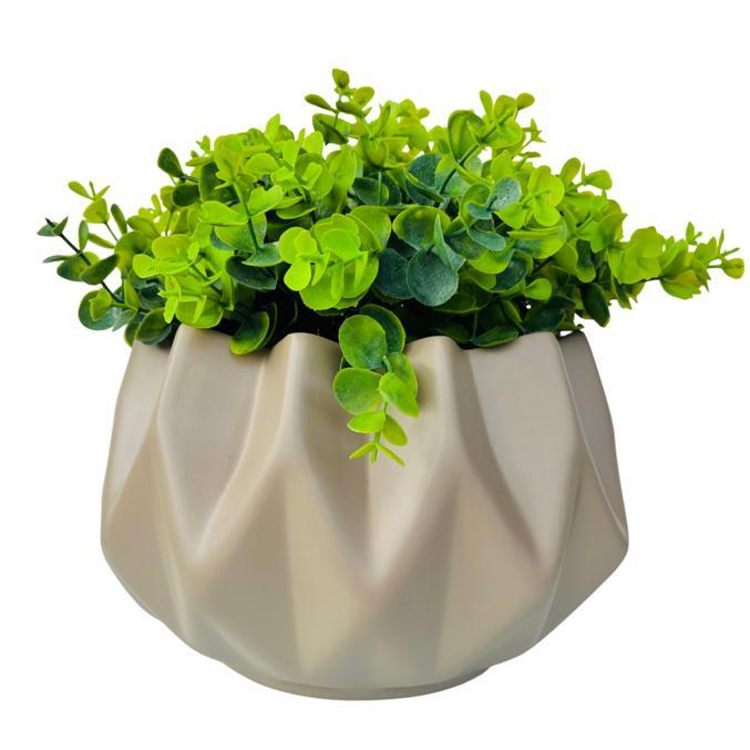 Vaso cerâmica cáqui grande geométrico centro de mesa moderno cachepot sala aparador planta