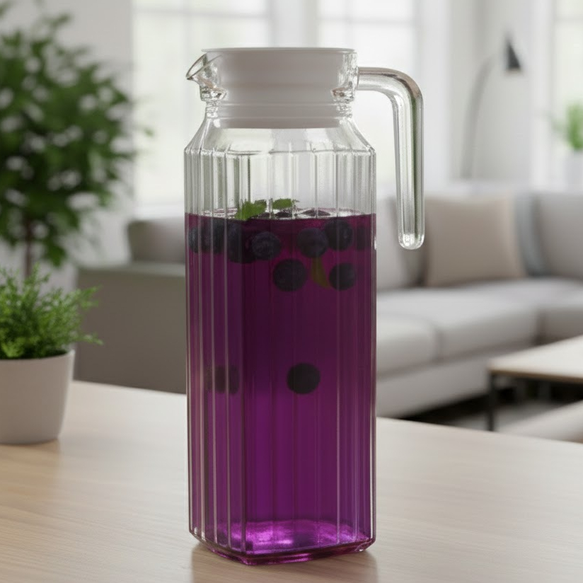 Jarra de Vidro Suiça 1L com Tampa Água Suco Vidro Resistente Hauskraft