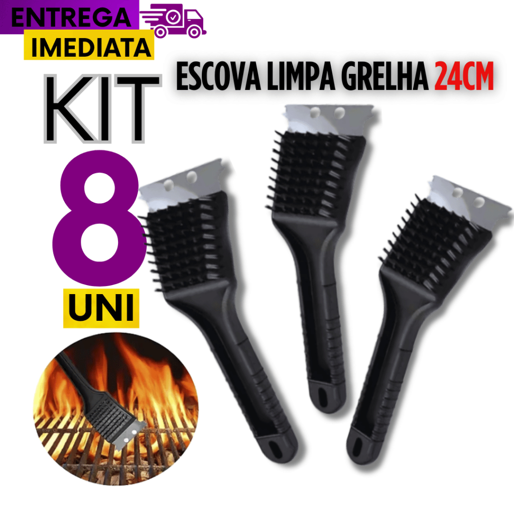 KIT 8/6/4/2 Escova Para Pascoa Grelha Cerdas de Aço Limpa Grelha de Churrasqueira Com Raspador