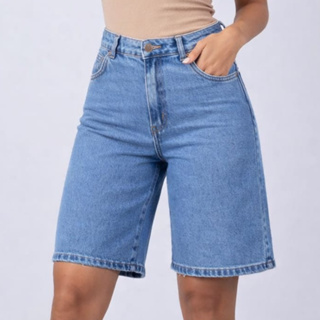 Bermuda Jeans Feminina Jort 100% Algodão Moda Blogueira Cintura Alta Levanta Bumbum Black Friday em Oferta na Shopee