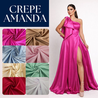 Tecido Crepe Amanda Para Vestidos de Festa 100% Poliéster 1,50mt de Largura Diversas Cores