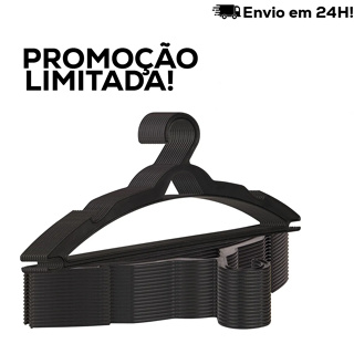Cabide Adulto Preto Kit Cabides Reforçados Organizar Roupas Envio Imediato! em Oferta na Shopee
