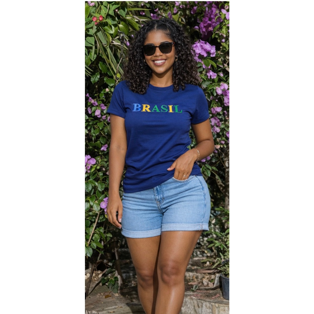 Camiseta Feminina T-Shirt Brasil Seleção Brasileira Copa do Mundo Casual Manga Curta