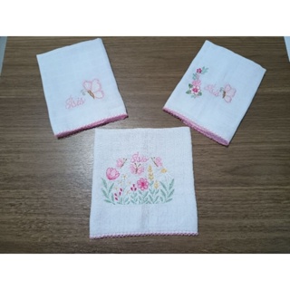 Fralda de boca Personalizada Menina ou Menino kit com 3,4,5 ou 6 unidades. em Oferta na Shopee