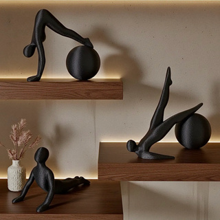 Kit trio estátua pilates bola ginástica suiça yoga posições decoração abstrata corpo minimalista em Oferta na Shopee
