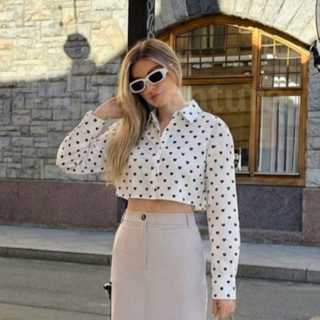 Blusa Feminina Camisa Social Cropped Feminina Manga Longa Coração em Oferta na Shopee