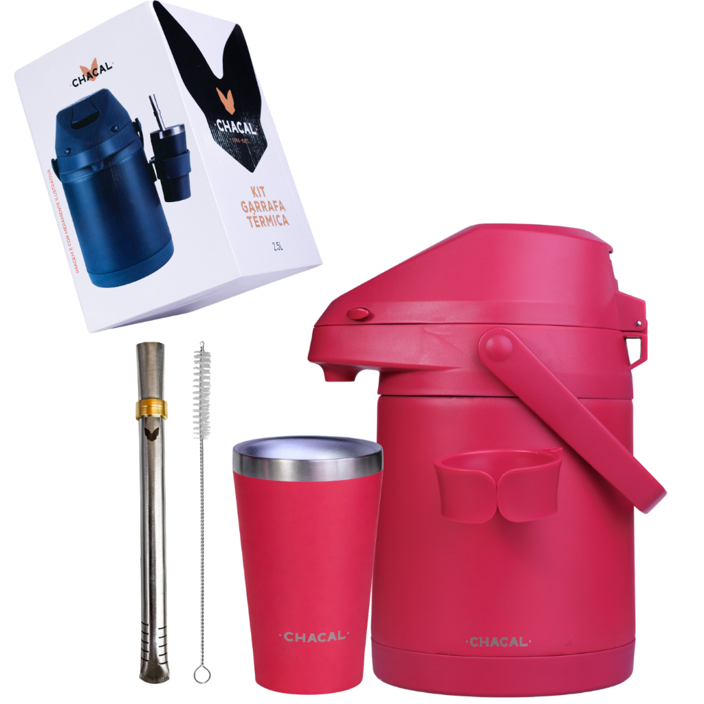 Kit Terere Chacal Garrafa 2,5L Cuia 200ml Bomba Inox Pink  - Lançamento em Oferta na Shopee