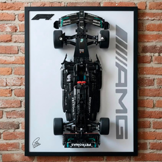 Quadro Expositor Lego F1 Mercedes FW14 - Moldura CAIXA ALTA (54x74cm) Variação Acrílico/Fosco em Oferta na Shopee